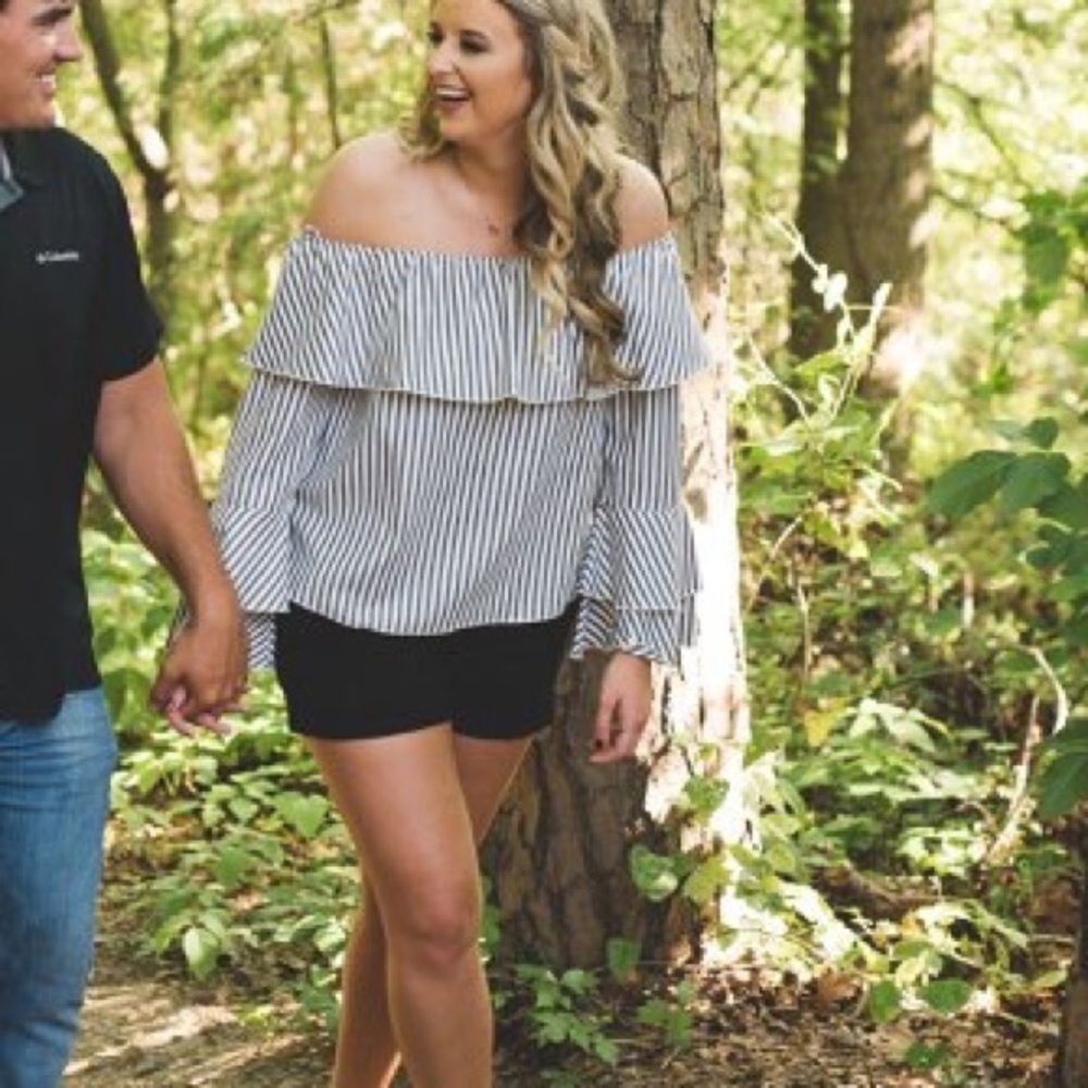 Striped off the shoulder top